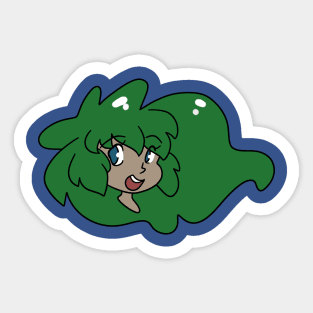 Green Haired Girl Face Sticker